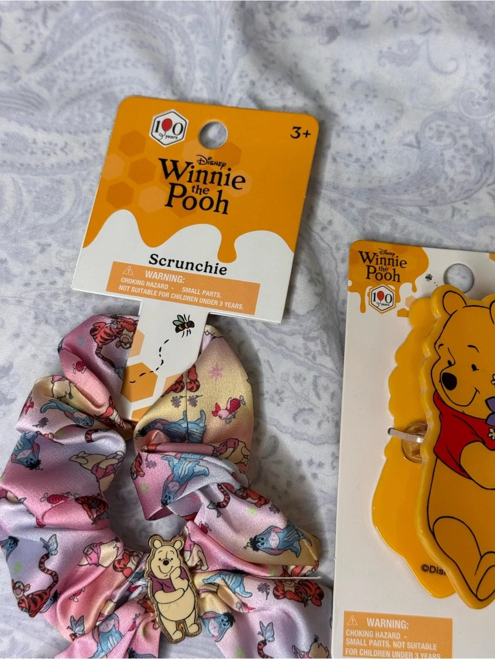 Disney Winnie The Pooh Silky Satin Scrunchie & Claw Clip Set